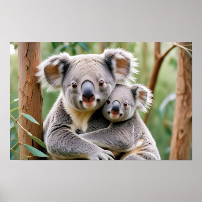 Koala Animal Nature Wildlife Affection Caring Poster (Front)