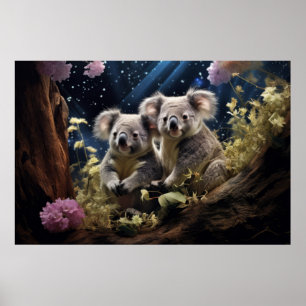 Koala Animal Wildlife Wilderness Colourful Wall Ar Poster