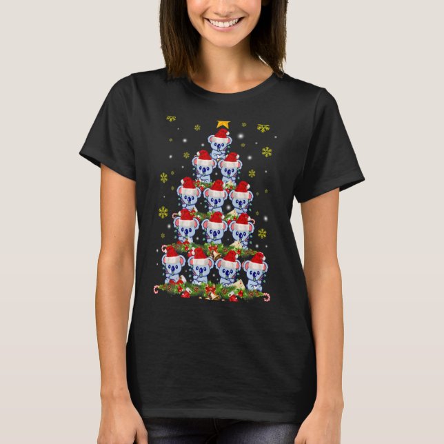 Koala Animal Xmas Koala Christmas Tree T Shirt  (Front)
