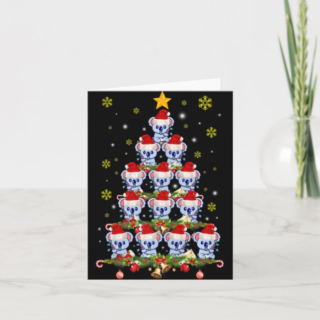 Koala Animal Xmas Koala Christmas Tree T Shirt  Card (Front)