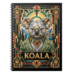 Koala, Art Deco Wildlife Notebook