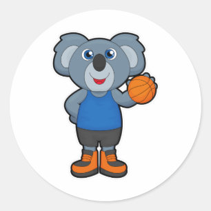 Koala as Basketball player with Basketball Classic Round Sticker