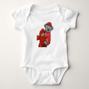Koala as Firefighter with Fire hydrant Baby Bodysuit
