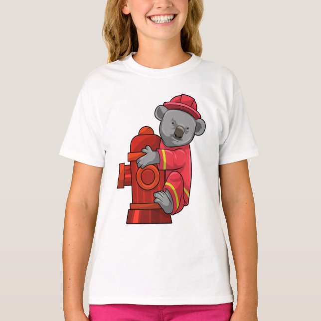 Koala as Firefighter with Fire hydrant T-Shirt (Front)