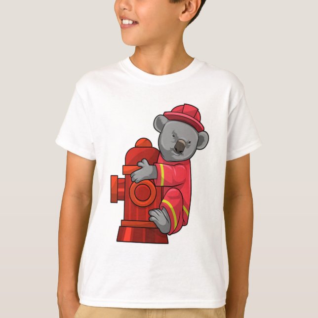 Koala as Firefighter with Fire hydrant T-Shirt (Front)