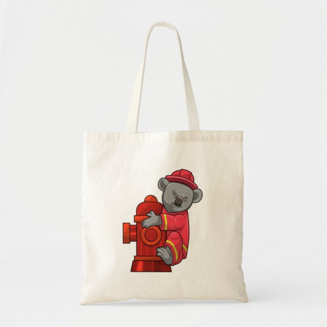 Koala as Firefighter with Fire hydrant Tote Bag (Front)