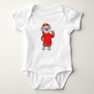 Koala as Firefighter with Helmet Baby Bodysuit