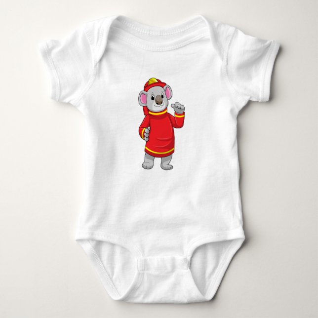 Koala as Firefighter with Helmet Baby Bodysuit (Front)