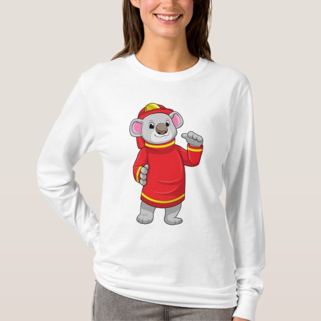 Koala as Firefighter with Helmet T-Shirt (Front)