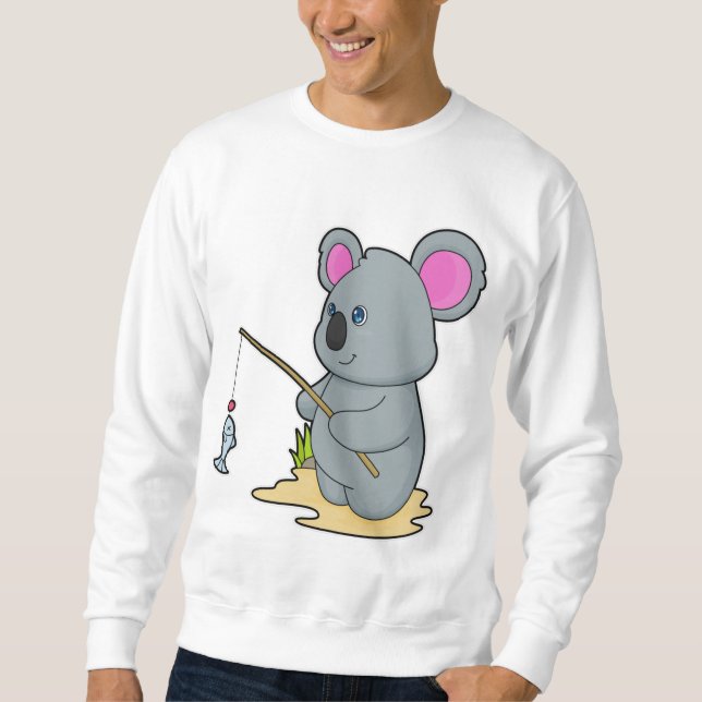 Koala as Fisher with Fishing rod & Fish Sweatshirt (Front)