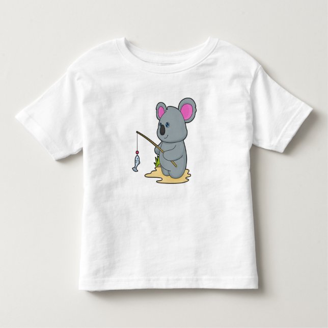 Koala as Fisher with Fishing rod & Fish Toddler T-Shirt (Front)