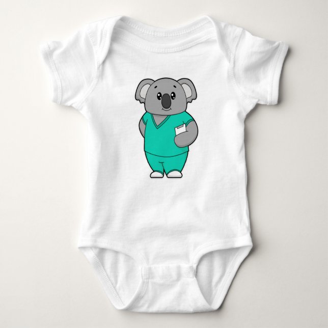 Koala as Nurse with Notepad Baby Bodysuit (Front)