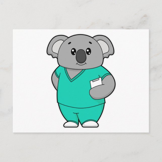 Koala as Nurse with Notepad Postcard (Front)