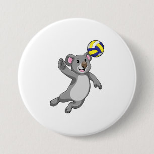 Koala as Volleyball player with Volleyball 7.5 Cm Round Badge