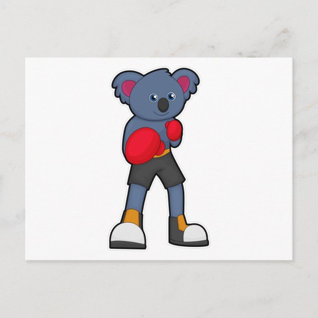 Koala at Boxing with Boxing gloves Postcard (Front)
