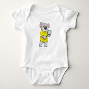 Koala at Tennis with Tennis racket Baby Bodysuit