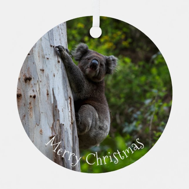 Koala Australia Merry Christmas Metal Tree Decoration (Front)