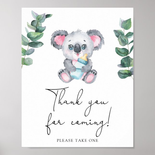 Koala baby shower - Thank you for coming  Poster (Front)