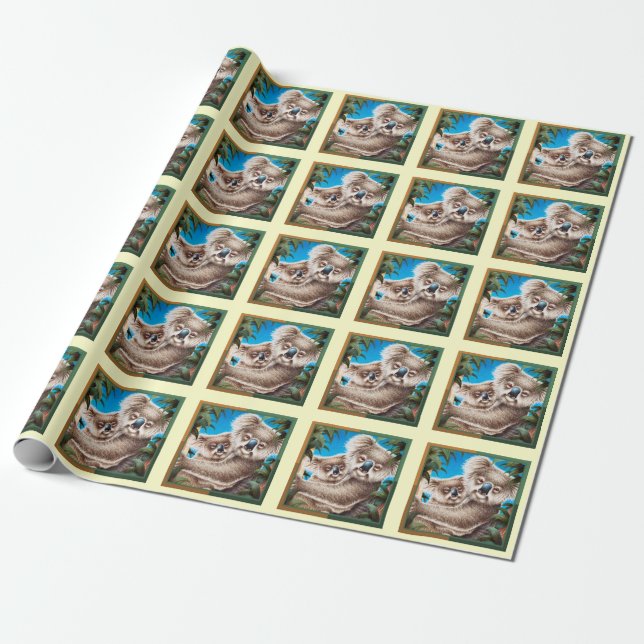 Koala & Baby Wrapping Paper (Unrolled)