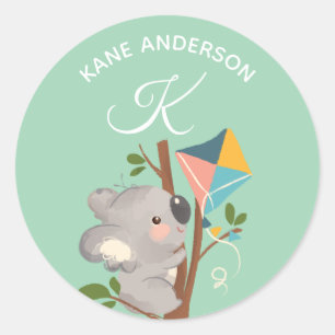 Koala Bear • Alphabet Monogram Cute School Daycare Classic Round Sticker