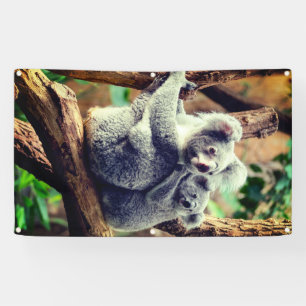KOALA BEAR AND CUB BANNER WITH GROMMETS