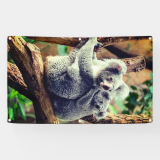 KOALA BEAR AND CUB BANNER WITH GROMMETS
