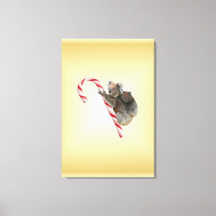 Koala Bear and Joey Cub Candy Cane Canvas Print