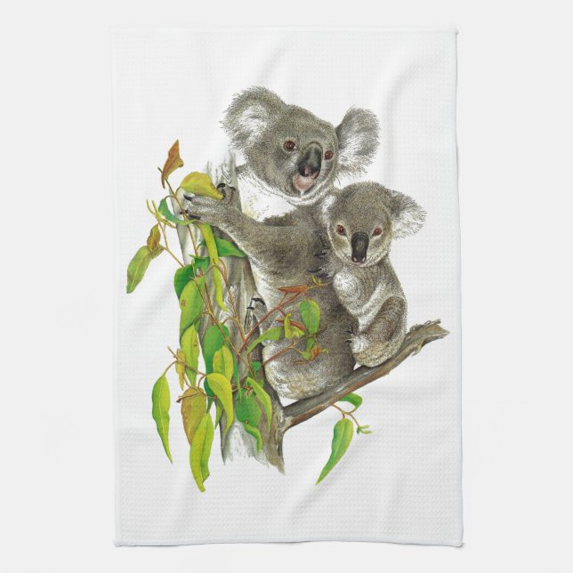 Koala Bear and Joey  Tea Towel (Vertical)