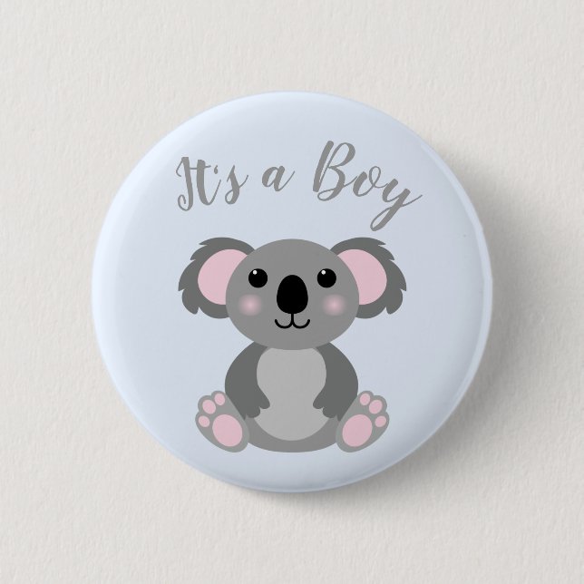 Koala Bear Baby Shower Blue Boy 6 Cm Round Badge (Front)