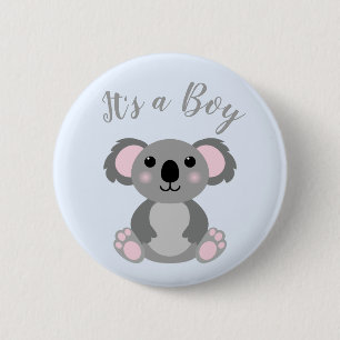 Koala Bear Baby Shower Blue Boy 6 Cm Round Badge