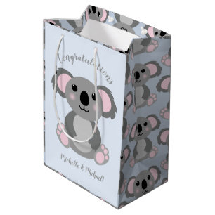 Koala Bear Baby Shower Blue Boy Medium Gift Bag