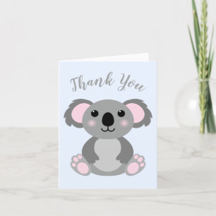 Koala Bear Baby Shower Blue Boy Thank You Card
