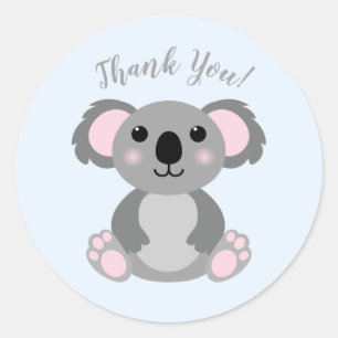Koala Bear Baby Shower Blue Classic Round Sticker