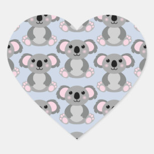 Koala Bear Baby Shower Blue Heart Sticker