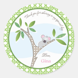 Koala Bear   Baby Shower Favour Sticker