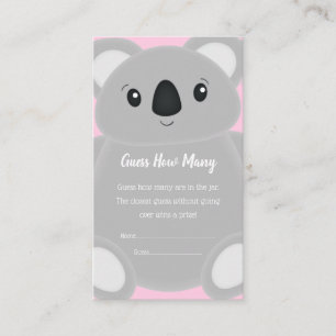 Koala Bear Baby Shower Girl Enclosure Card