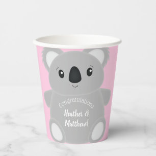 Koala Bear Baby Shower Girl Paper Cups