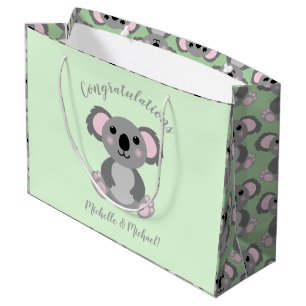 Koala Bear Baby Shower Green Gender Neutral Large Gift Bag