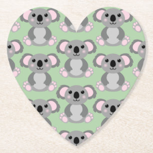 Koala Bear Baby Shower Green Gender Neutral Paper Coaster