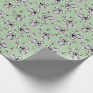 Koala Bear Baby Shower Green Gender Neutral Wrapping Paper