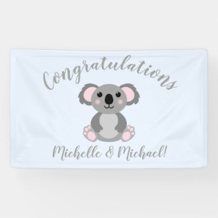Koala Bear Baby Shower Pink Girl Banner