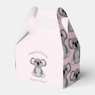Koala Bear Baby Shower Pink Girl Favour Box