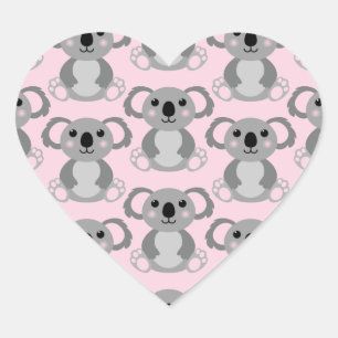 Koala Bear Baby Shower Pink Girl Heart Sticker