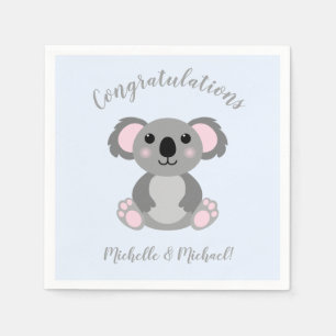 Koala Bear Baby Shower Pink Girl Napkin