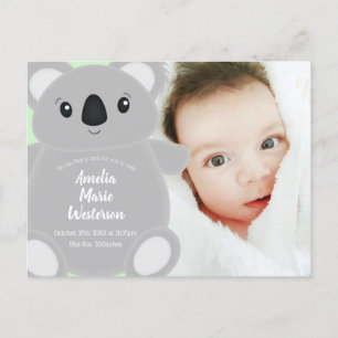 Koala Bear Baby Shower Postcard