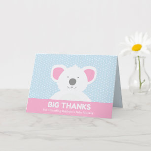 Koala Bear Big Thanks Pink Blue Thank You Card