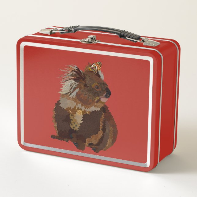 KOALA BEAR & BUTTERFLY METAL LUNCH BOX (Front)