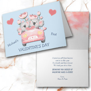 Koala Bear Car Baby's First Valentine's Day Holiday Card
