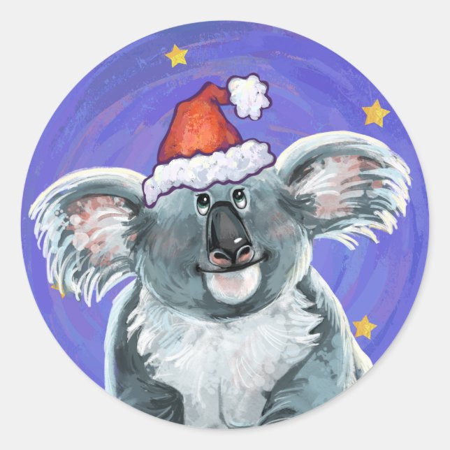 Koala Bear Christmas Classic Round Sticker (Front)