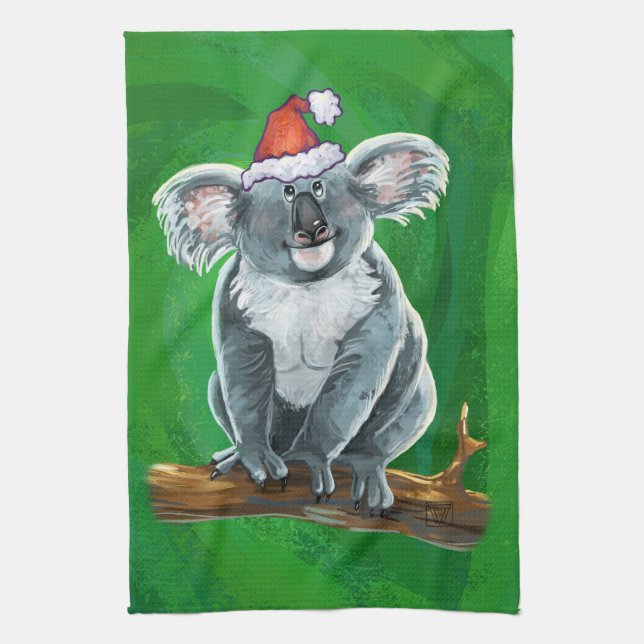 Koala Bear Christmas Tea Towel (Vertical)